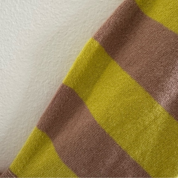 NWT Gobi Mongolian Cashmere Striped Yellow Tan Sweater Dress size Large - Picture 6 of 14